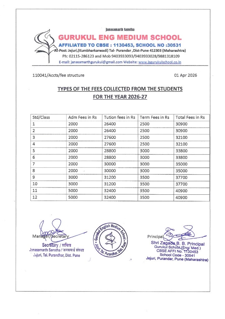 Fee structure
